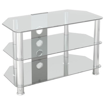 AVF Transitional Steel and Glass TV Stand for 10" to 42" TVs in Clear/Chrome