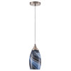 Modern Marble Art Glass Pendant Light With Brushed Nickel Finished, Blue