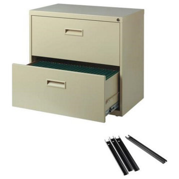 Hirsh 30"W Metal 2 Drawer Lateral File Cabinet Set Beige with Front/Back Rails
