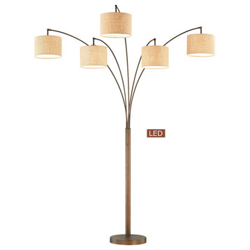Lucianna 83" 5-Arch LED Floor Lamp With Dimmer, Antique Bronze