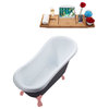61" Streamline N484PNK-IN-BNK Soaking Clawfoot Tub and Tray With Internal Drain
