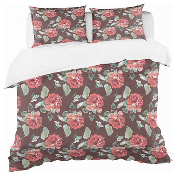 Red Rose in Brown Background Traditional Duvet Cover Set, King