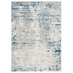 Nourison - Nourison Quarry 5'3" x 7'3" Ivory Grey Blue Modern Indoor Rug - Invite movement and depth to your space with this blue and grey abstract rug from the Quarry Collection. Pools of neutral colors tie together the various elements of your room without being overpowering, while the low-profile construction lays flat quickly and does not shed. Made from a softly textured blend of polypropylene and polyester yarns designed to hide dirt and the regular wear of family life. Choose from a variety of shapes and sizes to decorate any space including the living room, hallway, entryway, dining room, and kitchen.