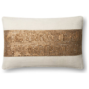 Ivory/Gold 13"x21" Decorative Accent Pillow