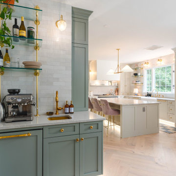 A Tranquil Fusion of Green and White Kitchen Renovation