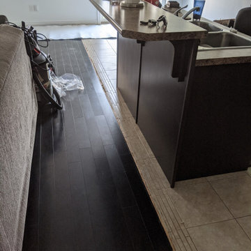 Laminate Installation Over Tile to Extend Our Customers Livingroom