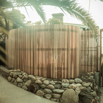 Curvy Vertical Slats and Hogwire Fence with a View