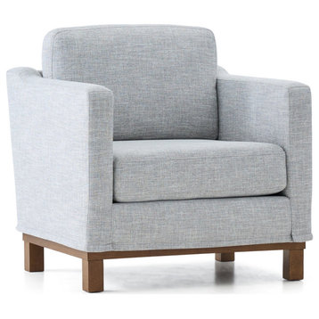 Classic Accent Chair, Oversized Cushioned Seat With Track Armrests, Light Gray