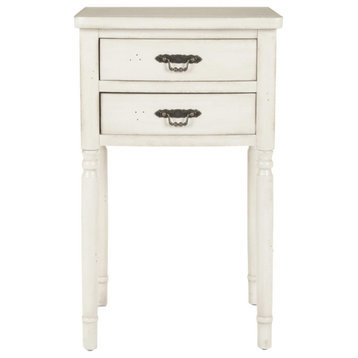 Floyd End Table With Storage Drawers, White Birch