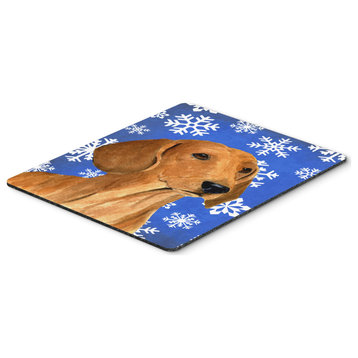Dachshund Winter Snowflakes Holiday Mouse Pad/Hot Pad/Trivet