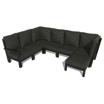 Bespoke 7-Piece Sectional Sofa Set With Ottoman, Jet Black/Black