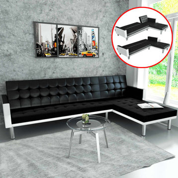 vidaXL Sofa Bed Sleeper Sectional Sofa Bed Artificial Leather Black and White