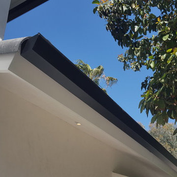 Huntington Beach California, White Fascia Wrap, Black 6 inch Angle Face Gutters