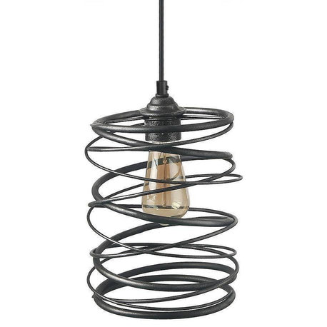 LNC Mocha 1-Light Farmhouse Antique Cylinder Mini Pendant Lighting 9.5"H, Black