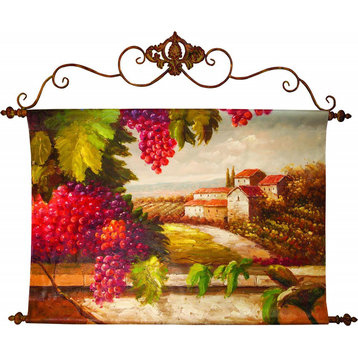 The Grape Harvest Hand-Painted Canvas Painted Wall Art with Rod