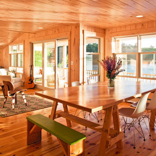 Свежая идея для дизайна: гостиная-столовая в современном стиле - отличное фото интерьера