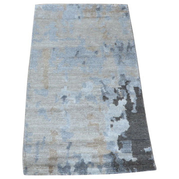 2x3'3 Handmade Gray Modern Abstract Oriental Rug