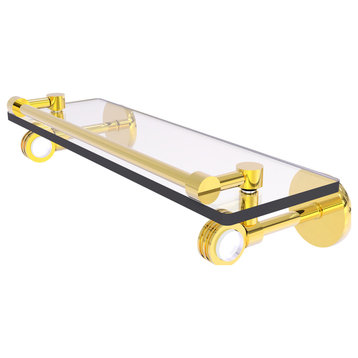 Clearview 16" Gallery Rail Glass Shelf with Dotted Accents, Polished Brass