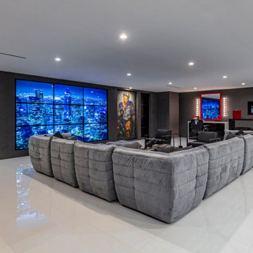 Bundy Drive Brentwood, Los Angeles modern home game room & TV lounge