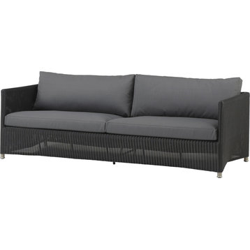 Diamond 3 Seater Sofa Incl. Grey Sunbrella Cushion - Graphite, Antique-Line Fibr