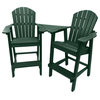 Phat Tommy Tall Adirondack Chairs Set of 2, Poly Outdoor Bar Stool Chairs, Hunter Green