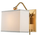Hudson Valley Lighting - Hudson Valley Lighting 5421-AGB Leyden - One Light Wall Sconce - Leyden One Light Wal Aged Brass White Fab *UL Approved: YES Energy Star Qualified: n/a ADA Certified: n/a  *Number of Lights: Lamp: 1-*Wattage:60w E26 Medium Base bulb(s) *Bulb Included:No *Bulb Type:E26 Medium Base *Finish Type:Aged Brass