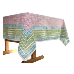 Sustainable Threads (L) - Red Floral Cotton Tablecloth 60 By 60, Sustainable Threads - Tablecloths