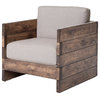 Watson Modern Rustic Lodge Chunky Wood Oak Square Arm Chair