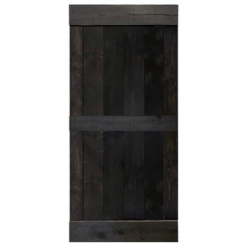 Stained Solid Pine Wood Sliding Barn Door, Charcoal Black, 42"x84", Mid-Bar