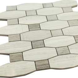 Grey Wooden Look Random Hexagon Pattern Stone Tile Mosaics - Home Accessories & Decor