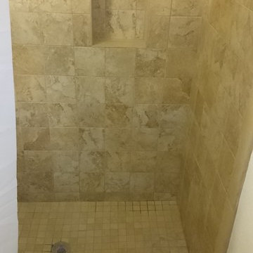Stand-up Shower, Removed Tub, Installed Naxos 6" Italian Tile w/ Windowsill Deta