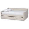 Bowery Hill Modern Fabric Upholstered Queen-Size Daybed with Trundle in Beige