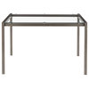 Fuji Industrial Dining Table, Clear Glass, Antique Metal