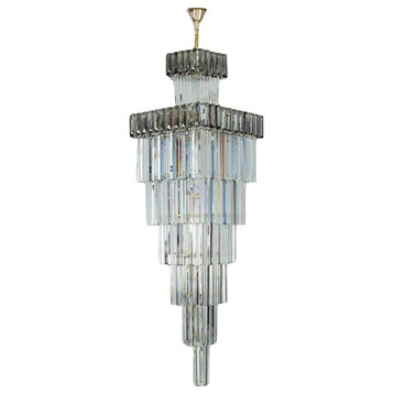 Beuil | High-end Villa Staircase Square Crystal Chandelier, Smoke Gray, H118.1"