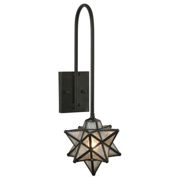9W Moravian Star Clear Seeded Curved Arm Wall Sconce