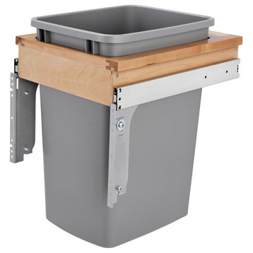 Wood Top Mount Pull Out Single Trash/Waste Container With Reduced Depth