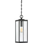 Quoizel - Westover One Light Mini Pendant, Earth Black - The clean lines and hand-riveted accents make Westover a modern industrialist's dream. Long rectangular framework with seedy glass or clear glass panels provide an unobstructed view of the lantern's sleek interior. The choice of Earth Black Antique Brass Industrial Bronze Stainless Steel or Western Bronze further enhances the versatility of this refined collection.