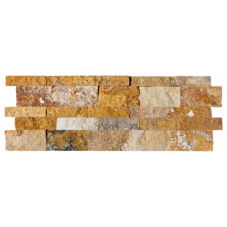 Scabos Travertine Ledger Panel, Split Face, 7.25”x19.75”x3/4", 90 sqft-boxed