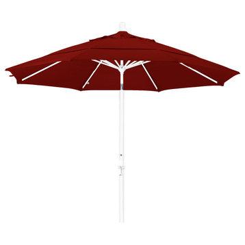 11 Foot Sunbrella Aluminum Crank Lift Collar Tilt Market Umbrella, White Pole