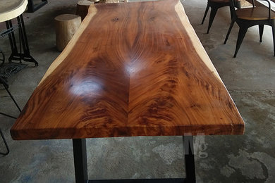 Inspiration for a mid-sized industrial dining room remodel in Other