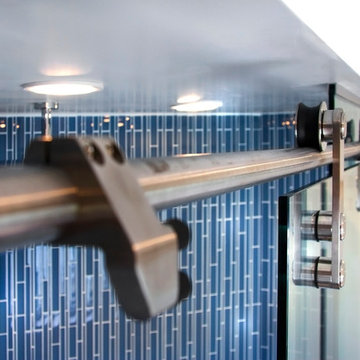 A beautiful, blue bathroom by Partners 4, Design in Minneapolis.