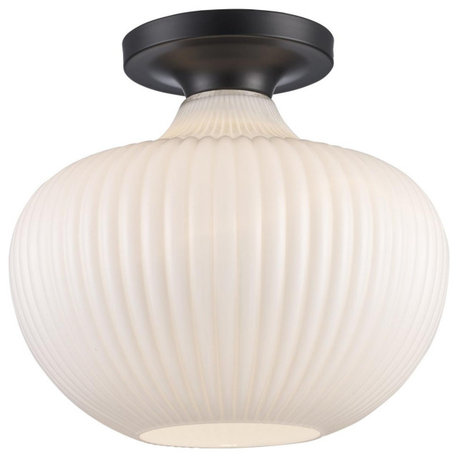 Aristo 1 Light Semi-Flush Mount, Black