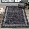 Florence Collection Gray Distressed Border Rug, 4'7"x6'7"