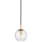 Hudson Valley Lighting - Rousseau, 1 Light, Small Pendant, Aged Brass Finish, Clear Glass - Lighting Info.: 1 x 40W E12 Candelabra Incandescent Bulbs (Not Included)