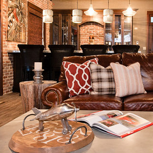 Ejemplo de sótano industrial, de tamaño medio, con suelo vinílico