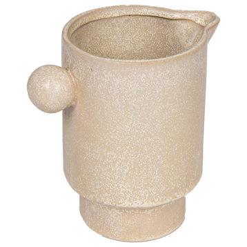 Modern Small Stoneware Pitcher or Vase, Beige