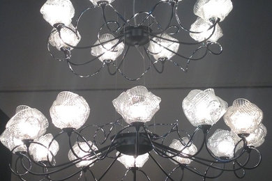 Custom chandelier with handmade muranese glass diffusers!!