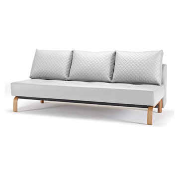 Innovation USA | Sly Deluxe Q White Leather Sofa Bed -$1650.50