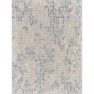 Vista Handmade Hand Loomed Wool and Bamboo Silk Gray/Blue Area Rug, 10'x14'
