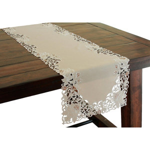 Manor Luxe Primrose Embroidered Cutwork Table Runner 15 by 90-Inch 